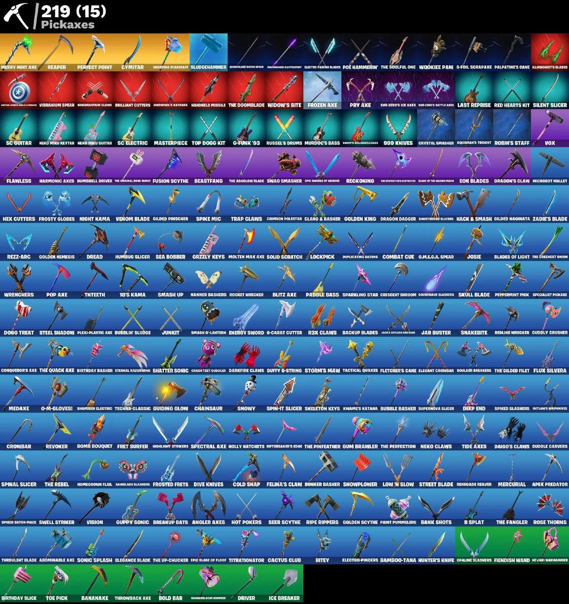 Account Fortnite TRYHARD (212 skins)