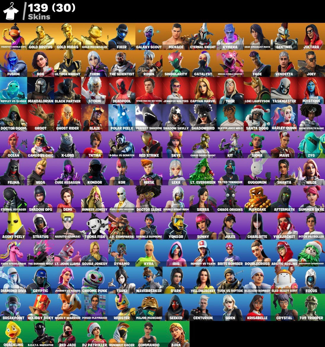 Account Fortnite PICCOLO (139 skins)